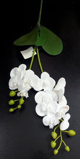 Mini orhidee artificială din silicon, alb simplu – Real Touch, 30 cm